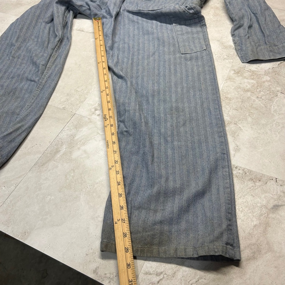 Red Kap Herringbone Coveralls Blue Mens 42-RG Vintage Workwear Distressed USA - Picture 11 of 15